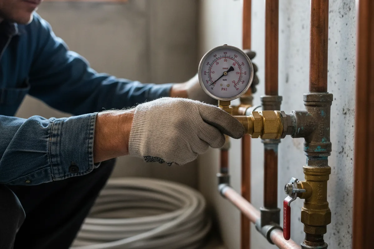 Pressure testing a repaired line during Water Line Repair in Barnet